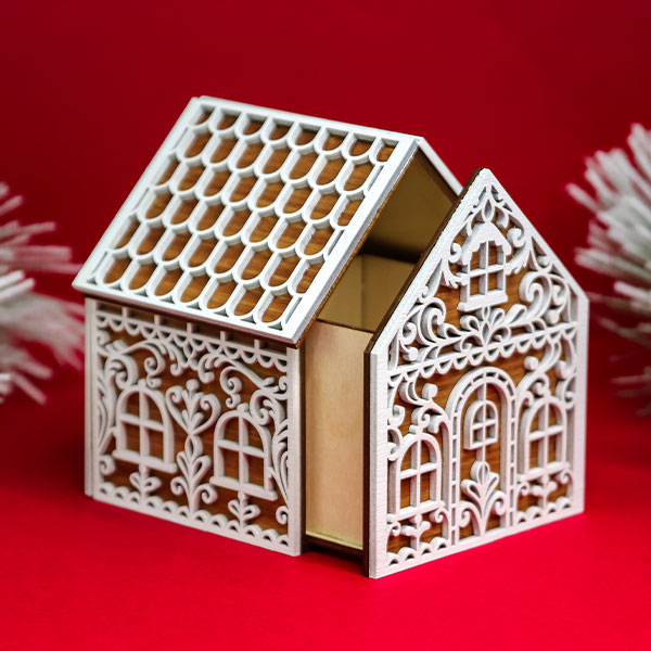 3D laser - image features: laser cut gingerbread house 