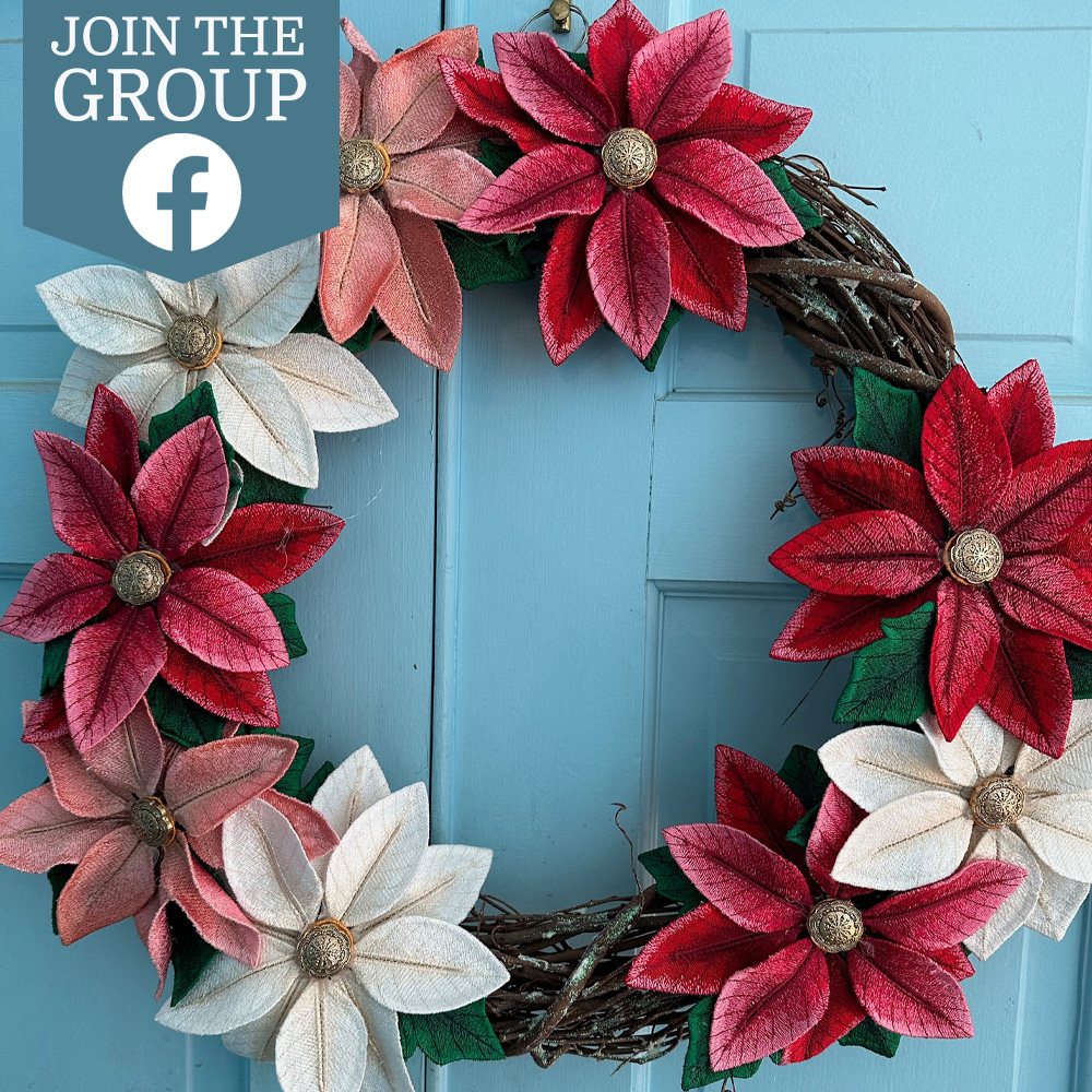 Join the Facebook group - Freestanding Poinsettia flower on wreath