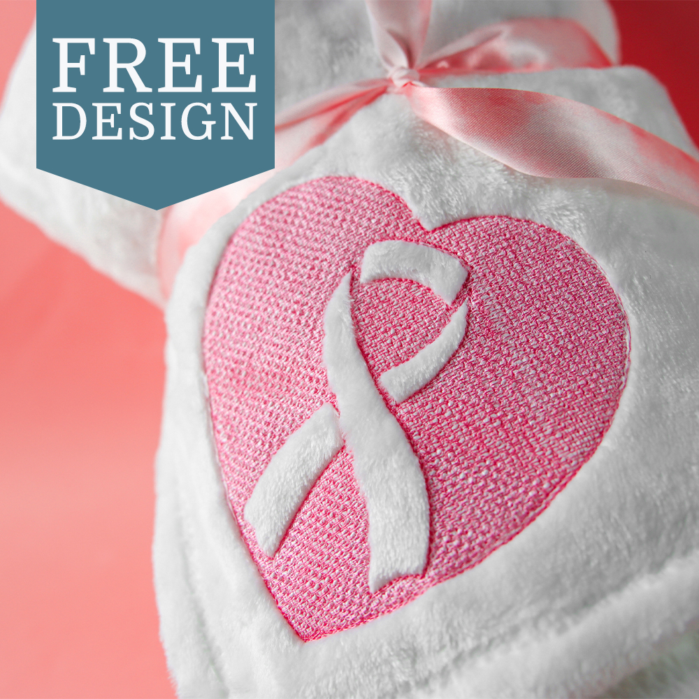 October Freebie - Awareness ribbon on white blanket for breast cancer 