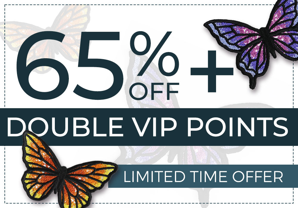 65% off + Double VIP Points - image features freestanding butterflies 