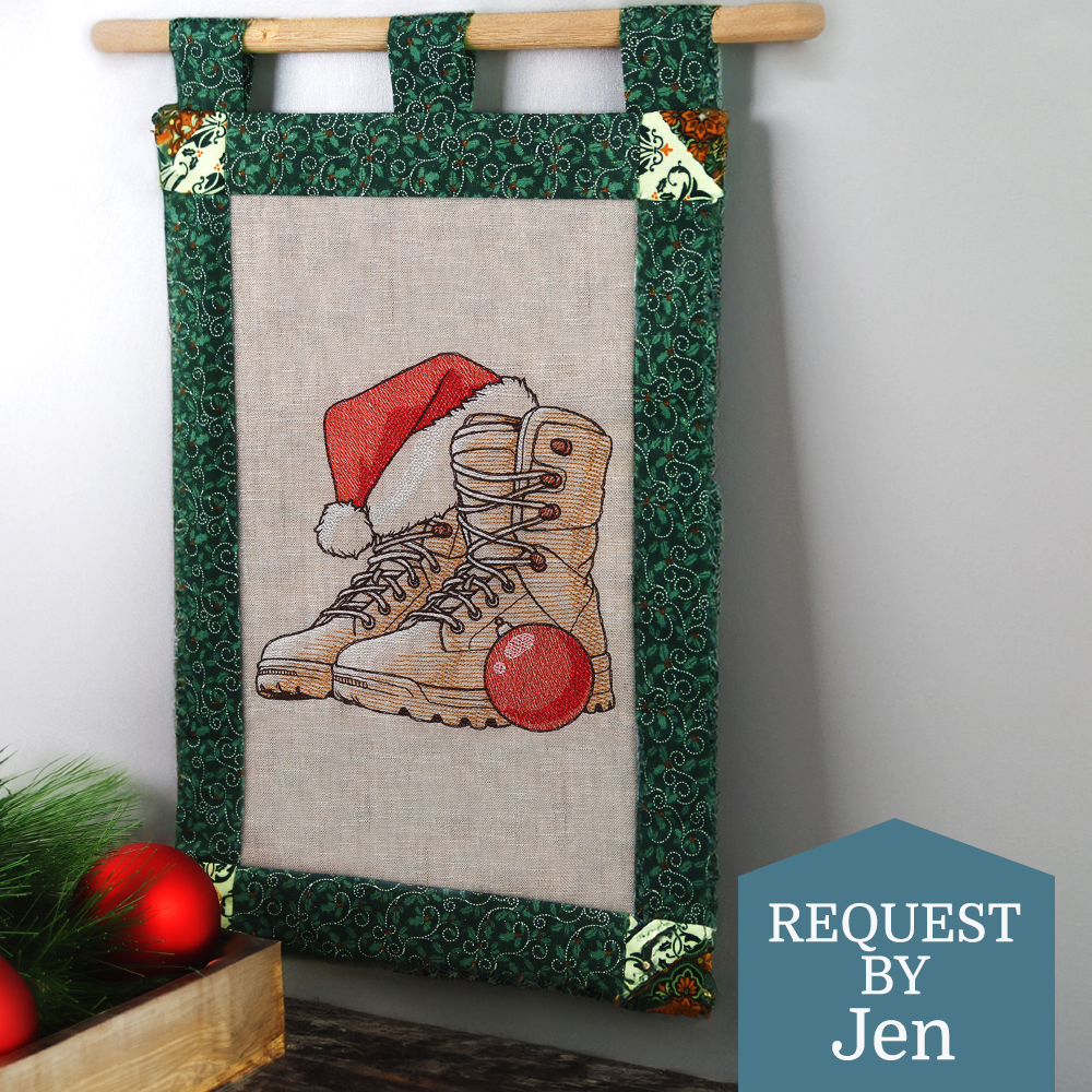 Request of the Week - image features: combat Christmas boots wall hanging - requested by Jen