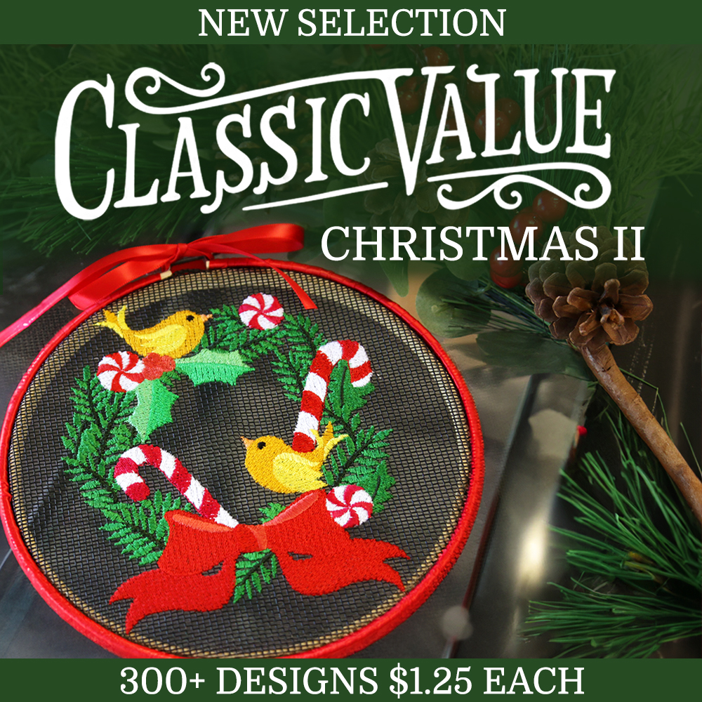 Classic Value Christmas - image features - Christmas wreath and birds on screen 