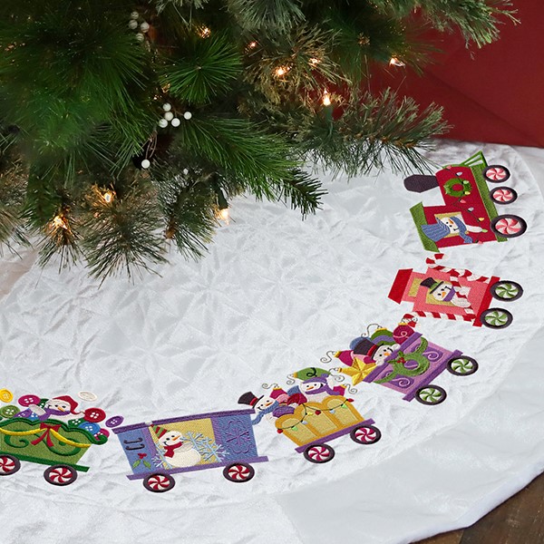 Snowman Train Design Pack on tree skirt 