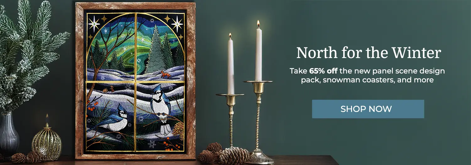 North for the Winter - 65% off - image features: northern lights panel scene - click here to shop