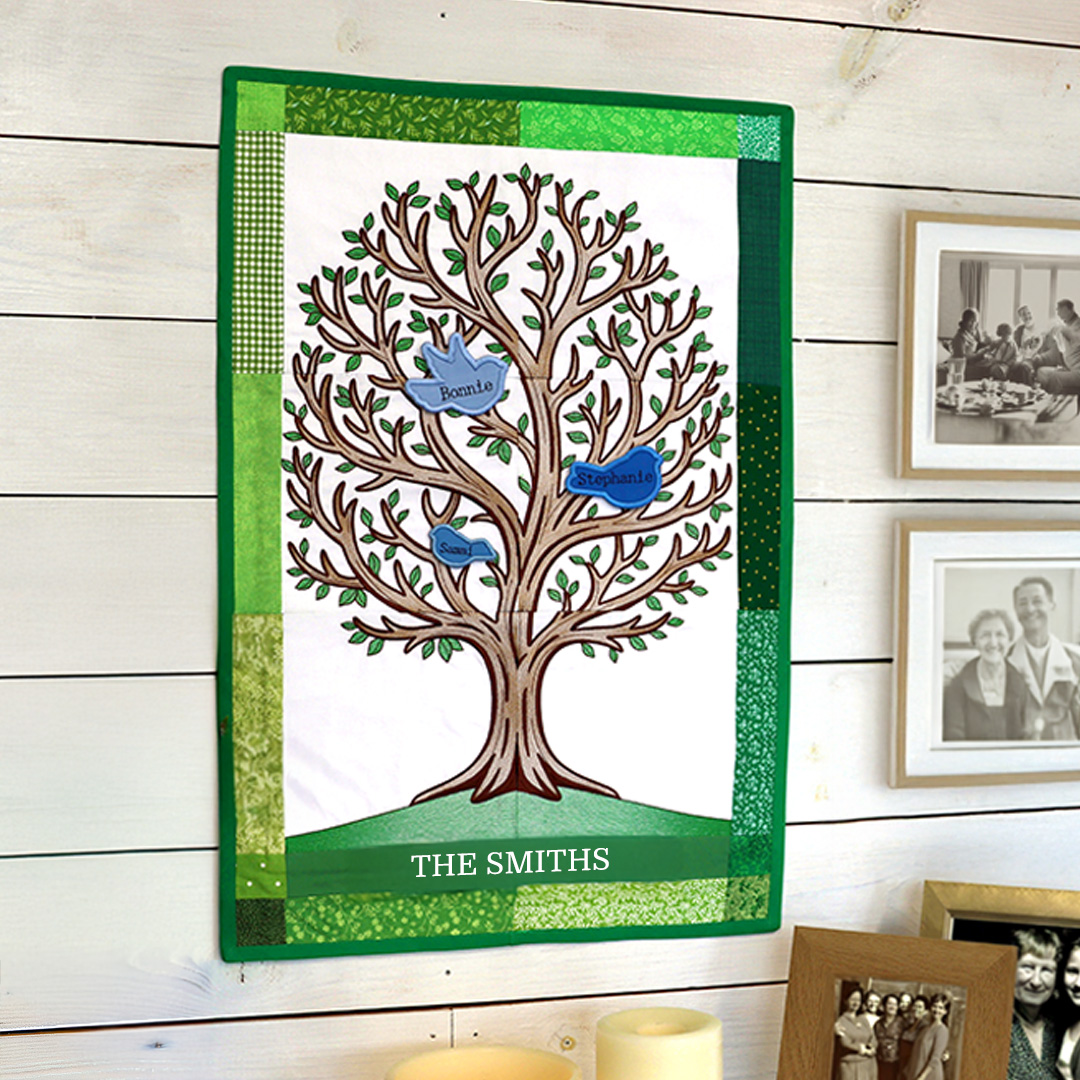 Whimsy & Wildflowers - image features a welcome sign wall hanging featuring machine embroidery gnomes and letters