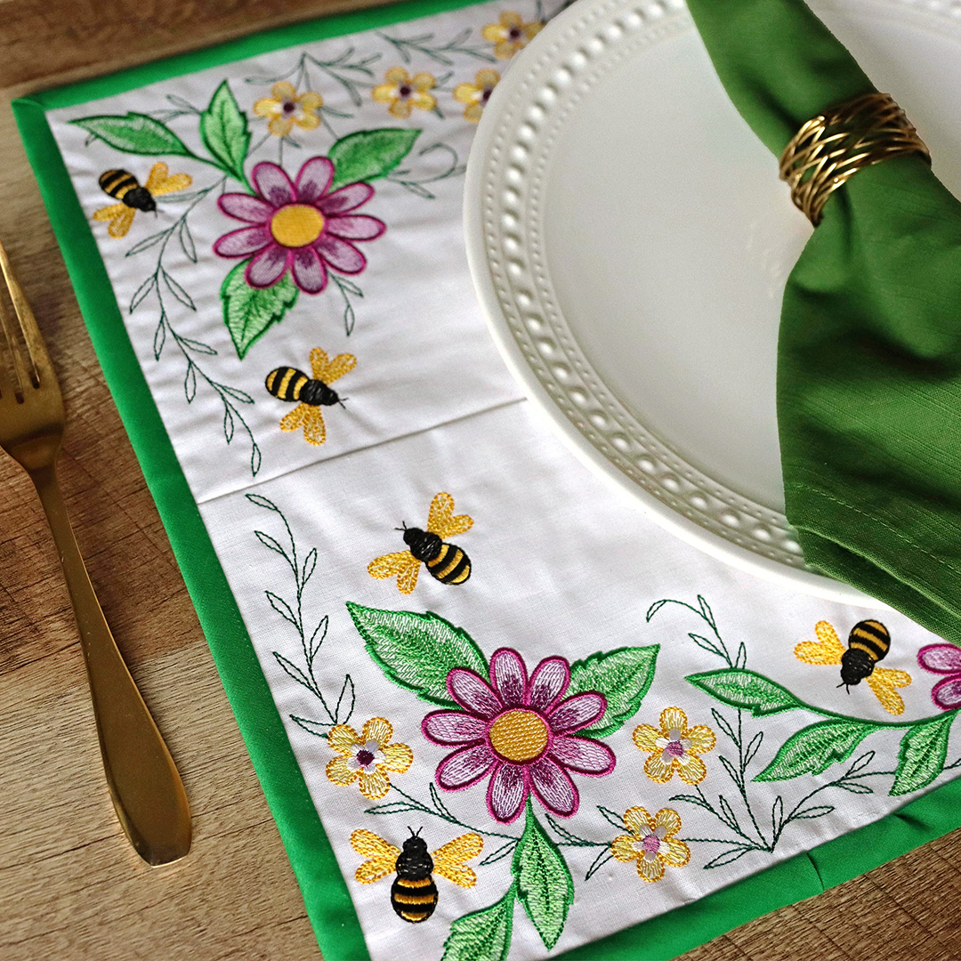 Buzz, bloom & Barn life - image features: bee placemat - click here to shop