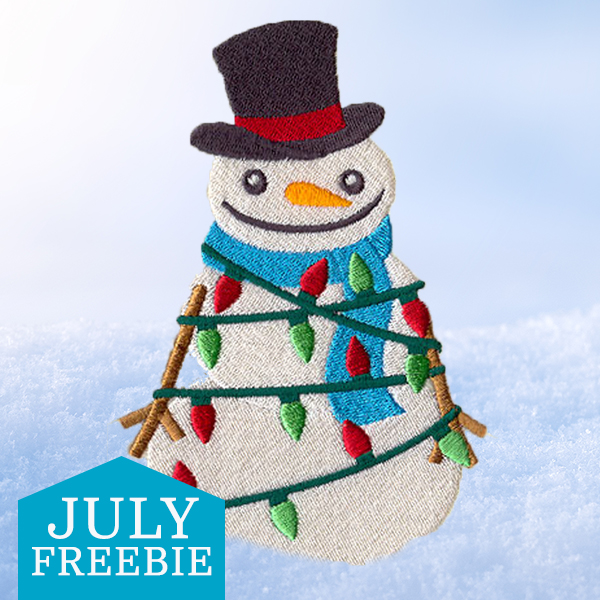July Freebie - image features: Tangled up in lights snowman - click here to get yours