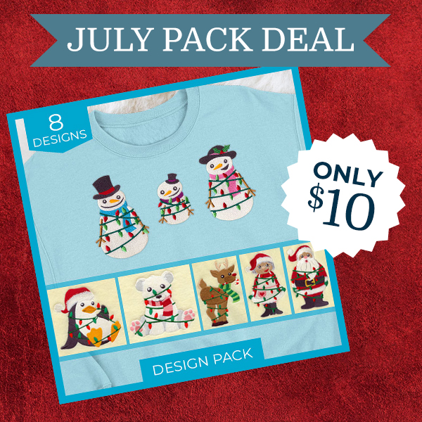 Tangled up in lights design pack - $10 image features: snowmen in lights on a blue sweatshirt - click here to get yours