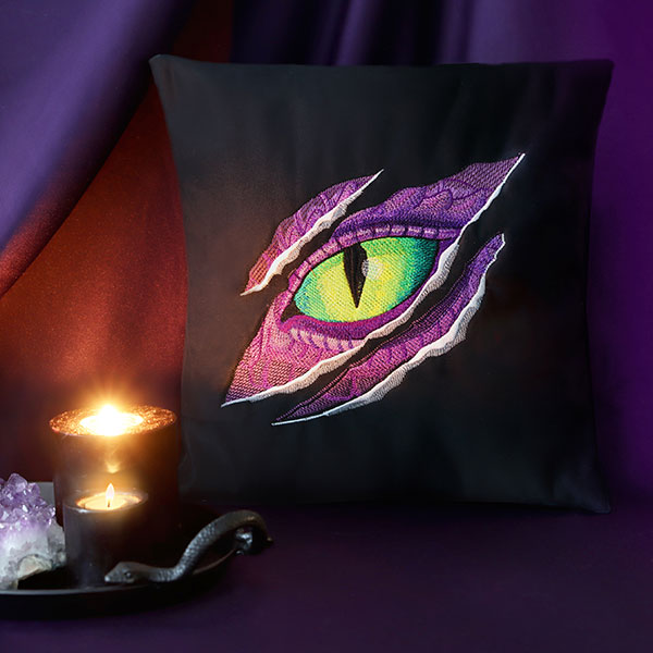 Dragons - dragon eye on black pillow