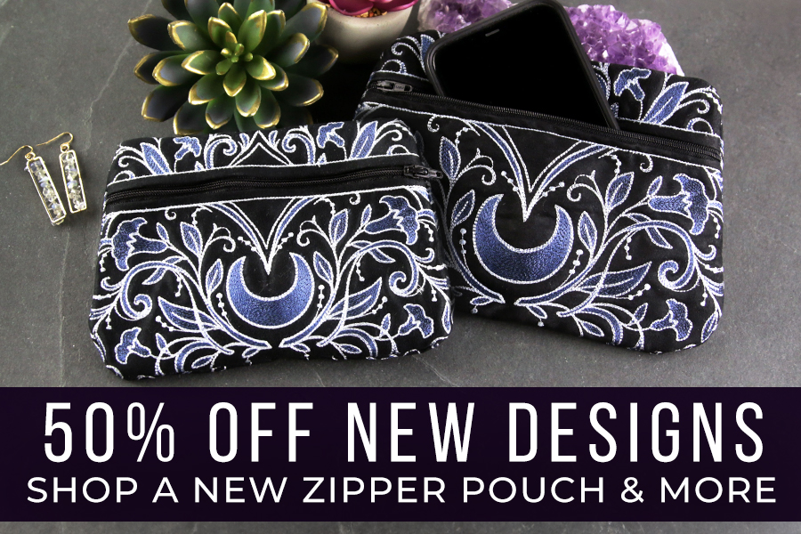 New Designs : 50% off - image features: Lined zipper pouch 