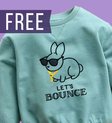April Freebie - Let's Bounce on kids sweatshirt - click here to shop