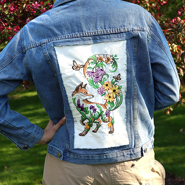 Threaded Wilds - image features: floral fox on jacket - click here to shop